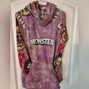 LuLaRoe AMBER HOODIE Halloween Costume Purple Monster Hoodie Sz Medium